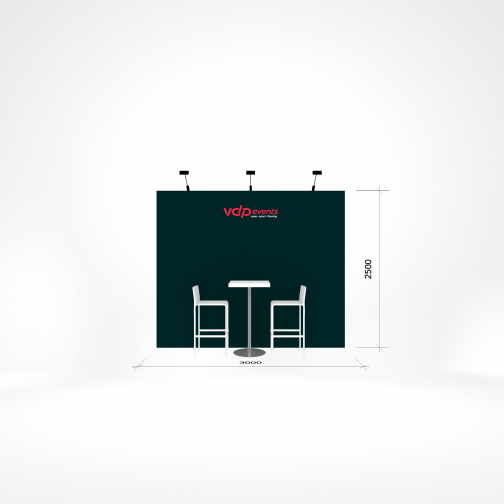 9m2 stand - 300x250cm print op plaat