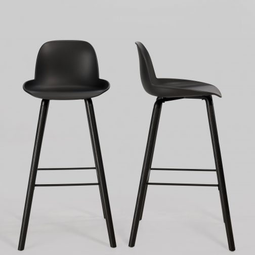 Barkruk ALBERT KUIP zwart kunststof/ zwart hout.55